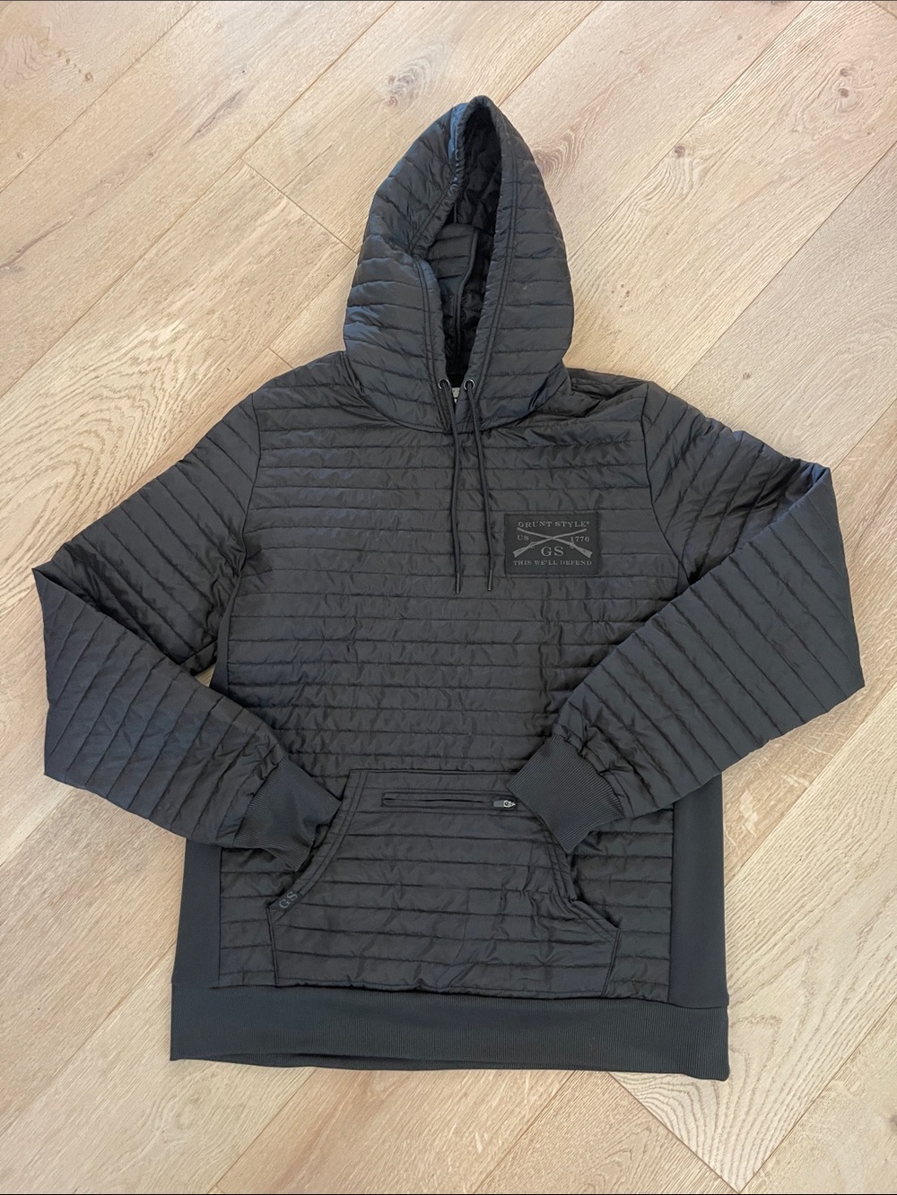 Grunt Style Men's Black Woobie Puffer Pullover Hoodie size Medium